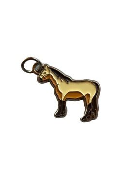 Silver Horse Charm Pendant with Brown, Black and Cream Coloring 1” x 1.2”